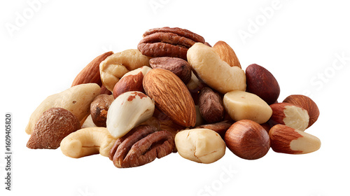 Photos Mix nuts and dry fruits in a bowl with white background