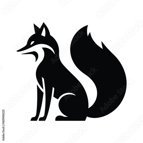 Vector art of a black and white fox illustration isolated on white background