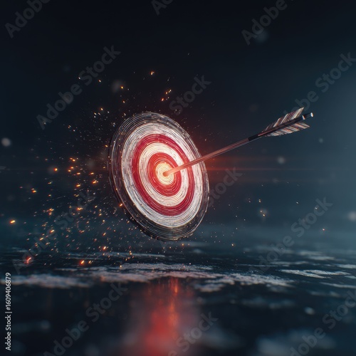 Wallpaper Mural Target hit by arrow in dark Torontodigital.ca