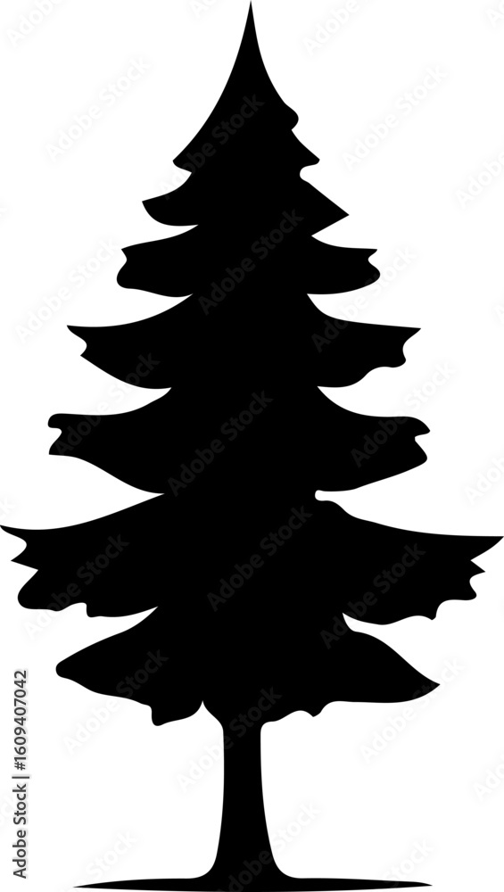 Fototapeta premium Tree Silhouette Vector Collection, Minimal Tree Silhouette Art, Vector Trees for Nature Design, Black Tree Outline Vector, Forest Tree Silhouette Set, Tree Silhouette Graphic Pack, Simple Tree Vector 