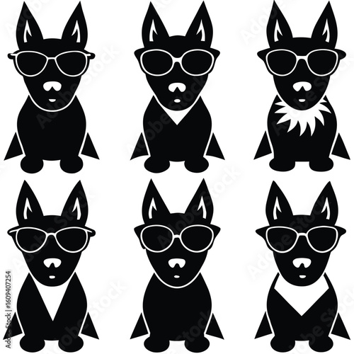 Cool Dog with Sunglasses Silhouettes - Vector Pack