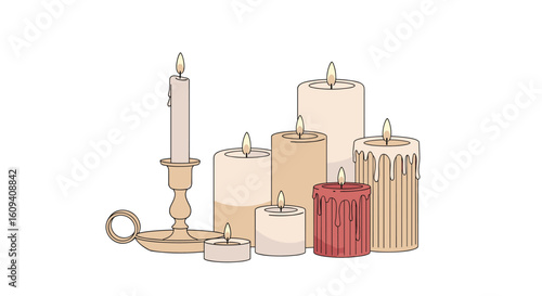 A collection of lit candles creating a warm and inviting ambiance for your home decor needs