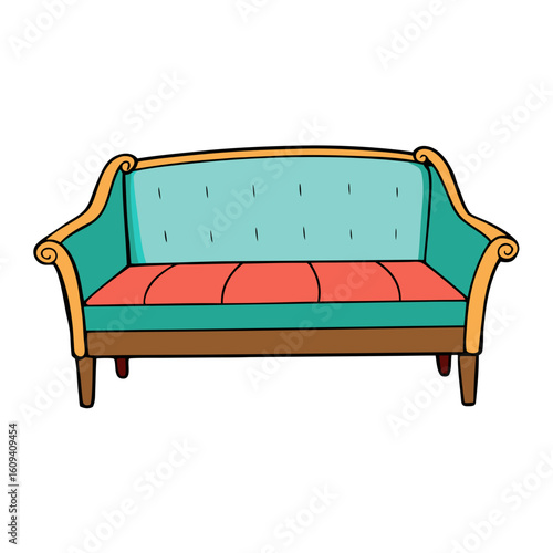 Creative Vector Style Patio Sofa on White Background