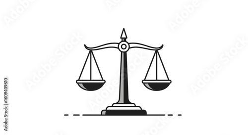Illustrative representation of legal justice balanced scales in a professional setting