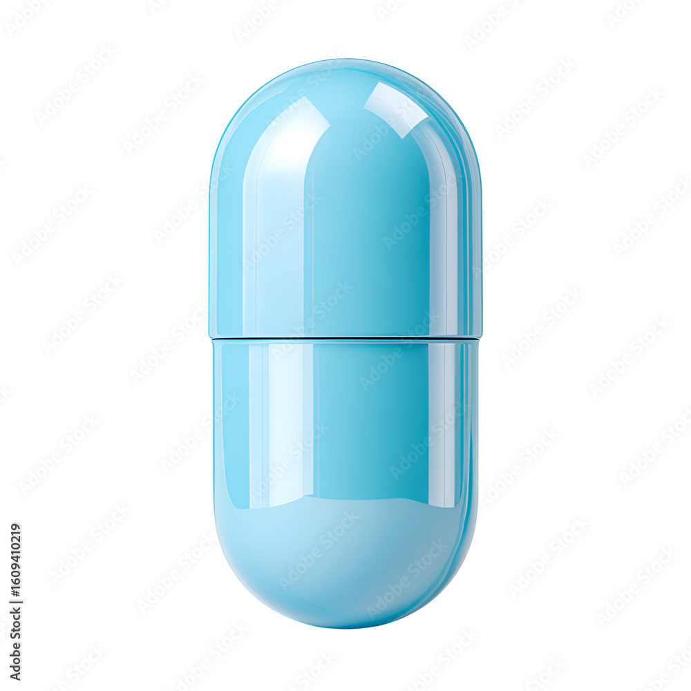 A single light blue capsule isolated on black A single light blue capsule isolated on black