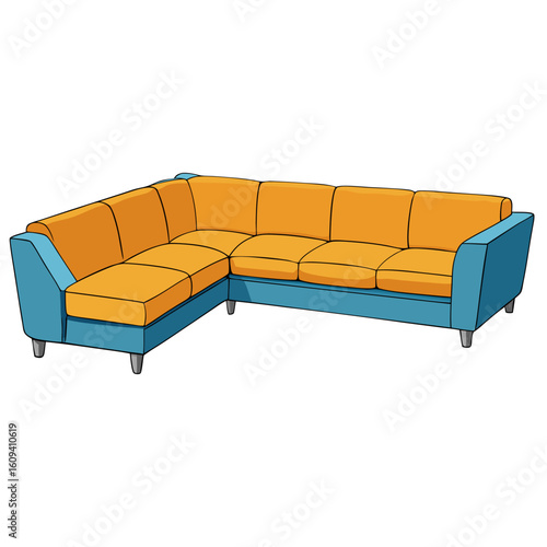 Creative Vector Style Sectional Sofa on White Background