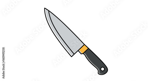 Illustrating a culinary kitchen knife for food preparation and cooking tasks