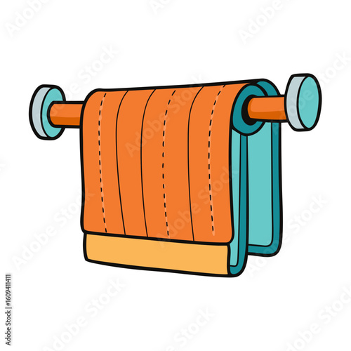 Creative Vector Style Towel Rack on White Background