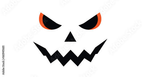Spooky halloween jack o lantern face design scary pumpkin grinning wide