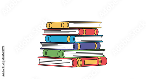 A colorful stack of books ready for reading adventures and knowledge acquisition