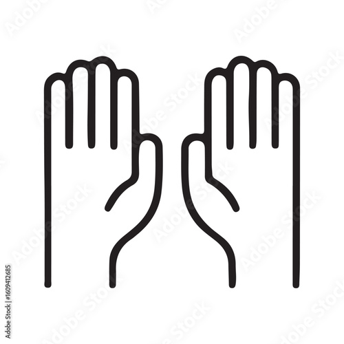 Vector art of two open hands with fingers spread, isolated on a white background