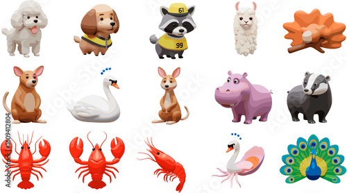 Collection of Pixelated Animals: A Whimsical Digital Menagerie for Creative Projects