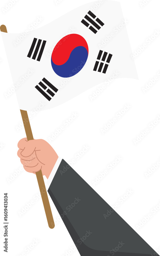 Korean Independence Activist Holding the National Flag with Determination Korean Independence Activist Holding the National Flag with Determination