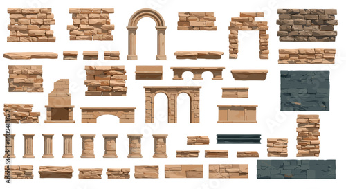 Architectural Stone Elements: A Diverse Collection of Rustic Textures for Creative Design