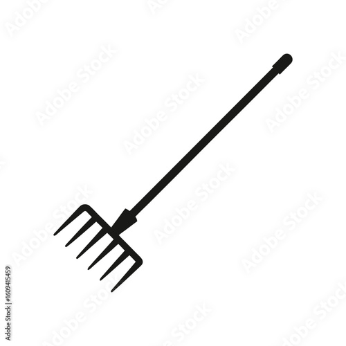 Simple black silhouette of a garden rake