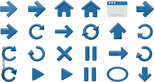 Assorted Blue Icon Set for Interface Design and Web Development Projects