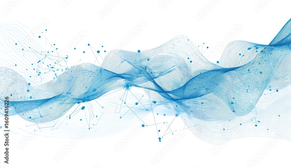 custom made wallpaper toronto digitalAbstract wavy lines with light blue interconnected points