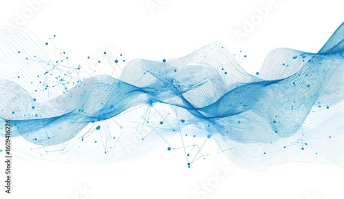 Wallpaper Mural Abstract wavy lines with light blue interconnected points Torontodigital.ca