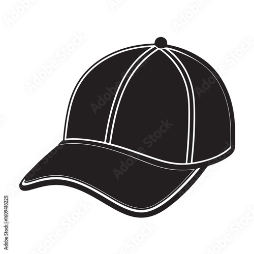Baseball Cap Silhouette Icon Vector