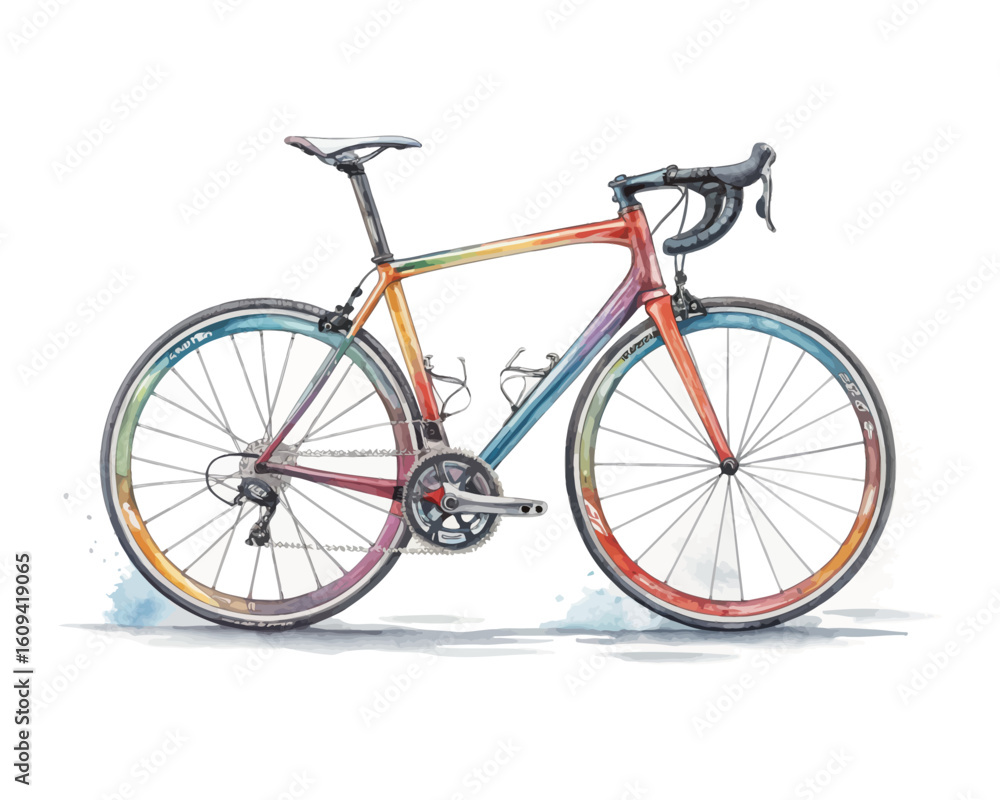 Fototapeta premium watercolor A Road Bike vector illustration isolated on white background