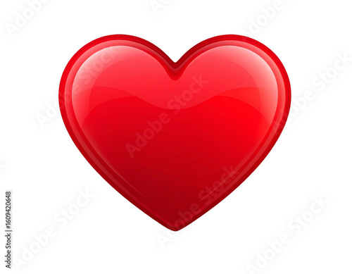 Flat Red Heart Icon with Smooth Curves, Minimal Vector Style, Centered on Transparent Background.