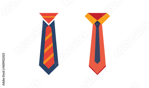 Two stylish patterned ties with collars in vibrant colors