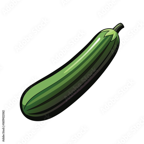 Vibrant Green Zucchini Illustration on White Background 