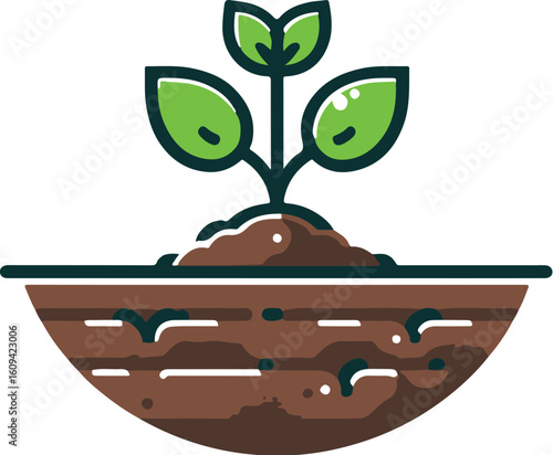 sprouting seed flat icon clipart white background