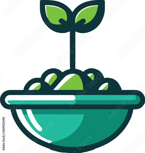 sprouting seed flat icon clipart white background