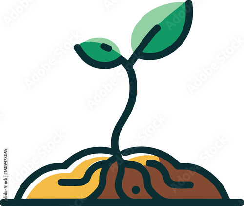 sprouting seed flat icon clipart white background