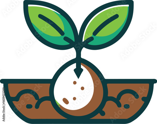 sprouting seed flat icon clipart white background