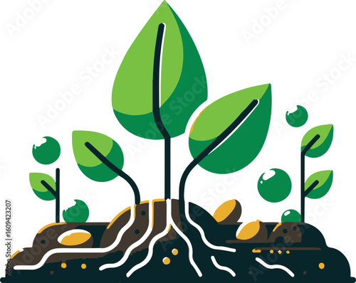 sprouting seed flat icon clipart white background