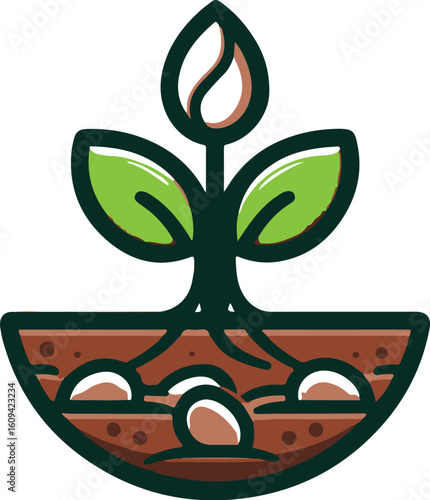 sprouting seed flat icon clipart white background