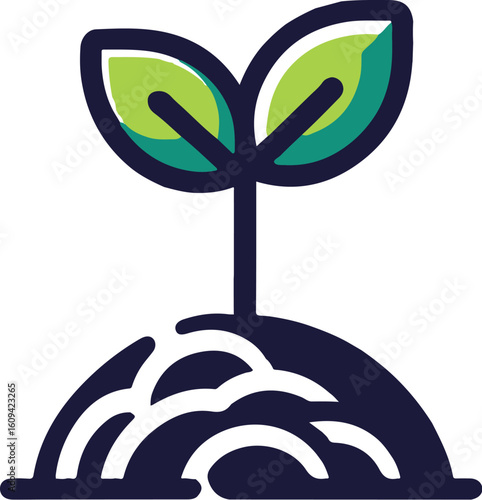 sprouting seed flat icon clipart white background