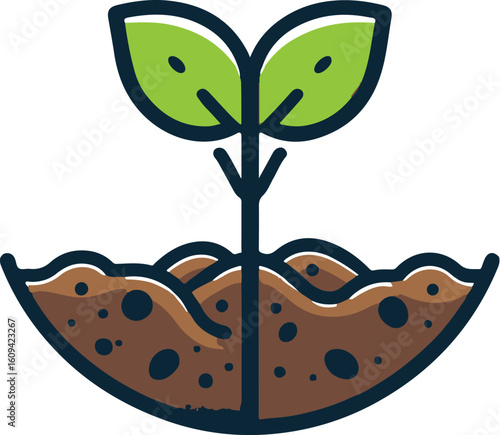 sprouting seed flat icon clipart white background