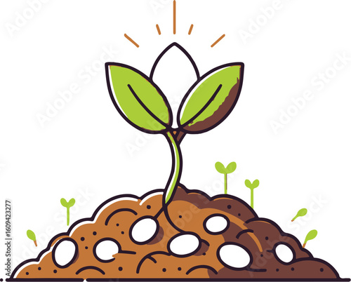 sprouting seed flat icon clipart white background