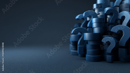 Wallpaper Mural Stacked blue question marks clustered together on a dark textured surface with a gradient background, symbolizing uncertainty, inquiry, or curiosity Torontodigital.ca