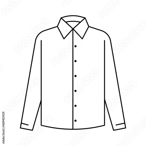 Formal shirt, long sleeve button top icon vector illustration for office wear, fashion clothing, outline design, minimal garment, apparel symbol.