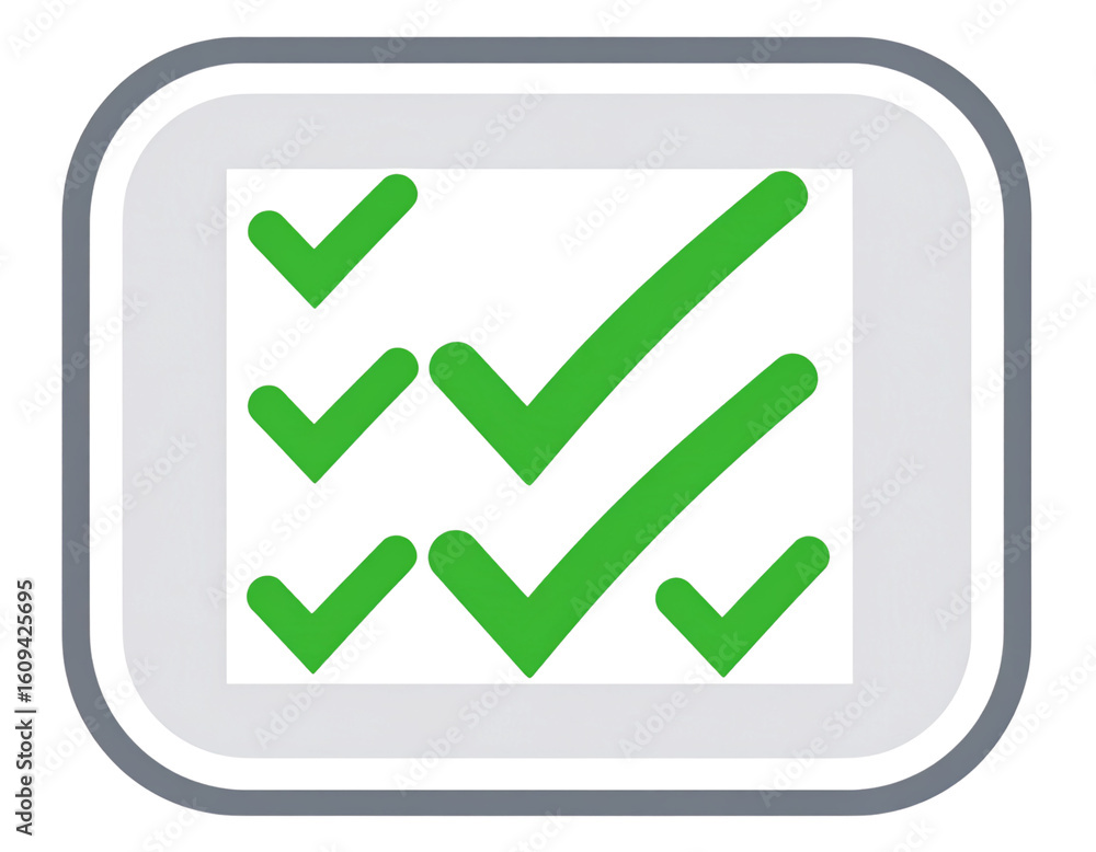 Minimalist Flat Checklist Icon with Green Checkmarks Minimalist Flat Checklist Icon with Green Checkmarks