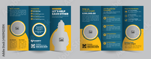 Professional and customizable tri-fold brochure template designed to promote charity fundraising events, drive donations, and effectively engage supporters for your cause
