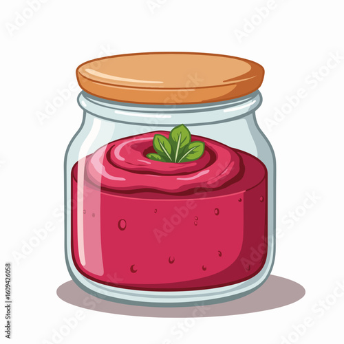 Glass jar full of delicious beet hummus, vibrant and creamy, perfect for dipping. Homemade beet hummus adds a healthy, flavorful twist to any snack or meal.