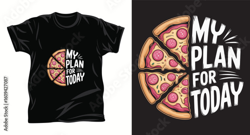 Pizza graphic T shirt design print.