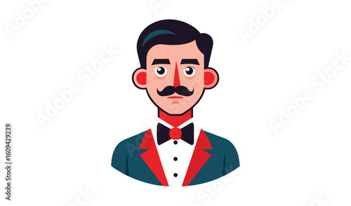 Stylized portrait of a gentleman in a tuxedo with a mustache