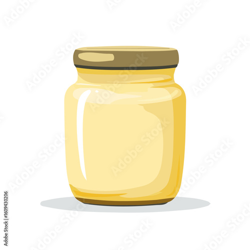 Minimalistic 2D flat icon featuring mayonnaise jar, clean vector design, simple illustration style, isolated on a white background, modern element in vector and EPS format. simple design set