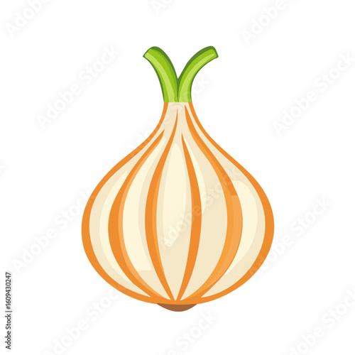 Minimalistic 2D flat icon featuring yellow onion slice, clean vector design, simple illustration style, isolated on a white background, modern element in vector and EPS format. simple design set