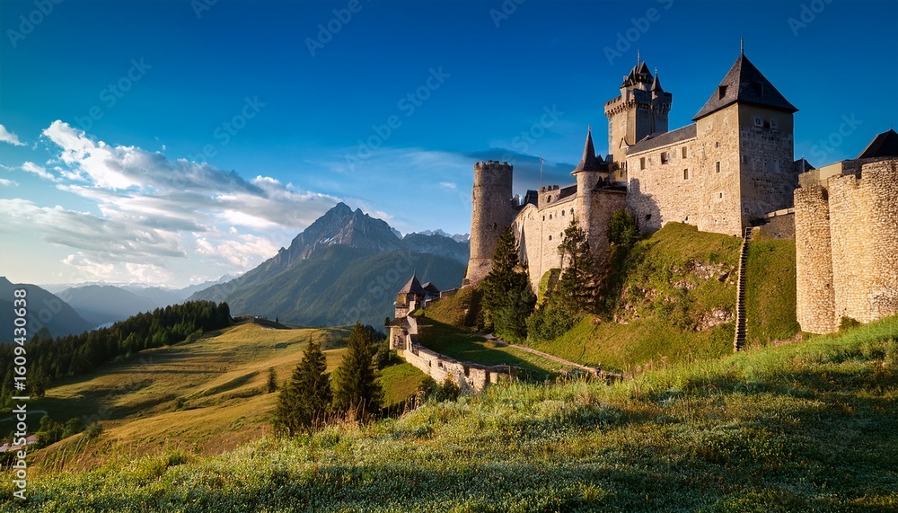 Fototapeta premium medieval castle in the mountains cut out