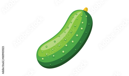 Bright green cucumber with bumpy skin and yellow stem