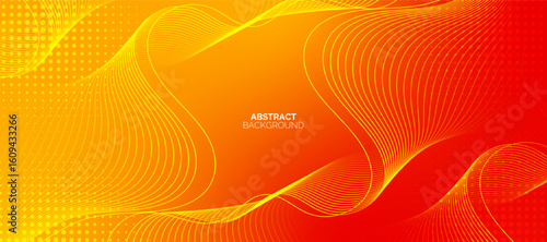 Red and yellow gradient wave background. Shiny moving lines design element. Modern pastel gradient flowing wave lines. Technology concept.