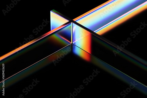 Spectral Geometry Art – Rainbow Light Reflections on Structured Prism Grid

