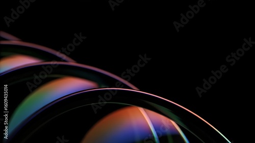 Chromatic Lens Array – Optical Surface Refraction, Abstract Glass Geometry, Diagonal Prism Composition, Gradient Reflection Design